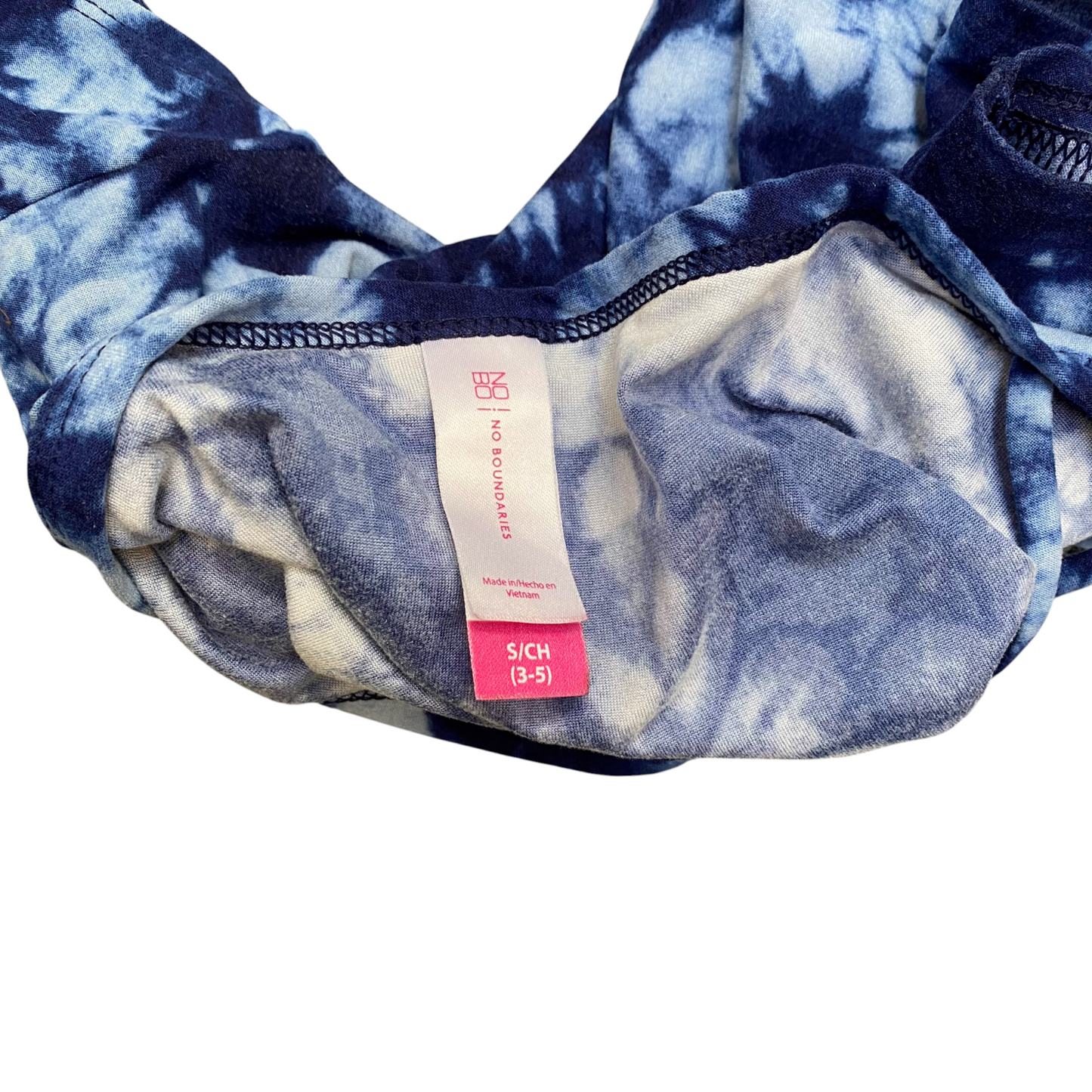 No Boundaries T Shirt Womens Blue Tie Dye Slim Fit Cap Sleeve Round Hem Pullover