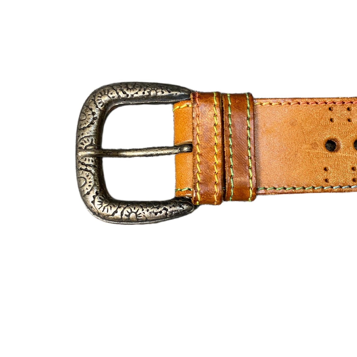 Waist Belt Mens Brown Genuine Leather Adjustable Silver Pin Buckle 37 Inches