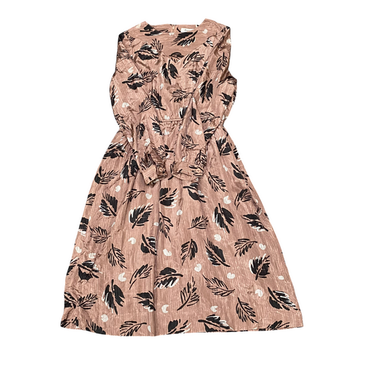 Marsfine Maxi Dress Womens S Brown Floral Textured Round Neck Back Zip Outdoor