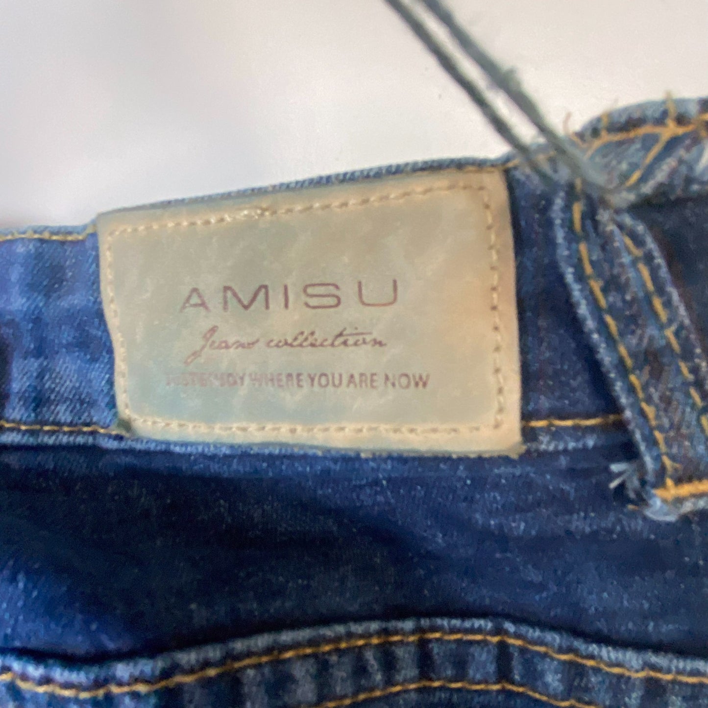 Amisu Jeans Womens Medium W28 L33 Blue Denim Flared Leg Flat Front Outdoor
