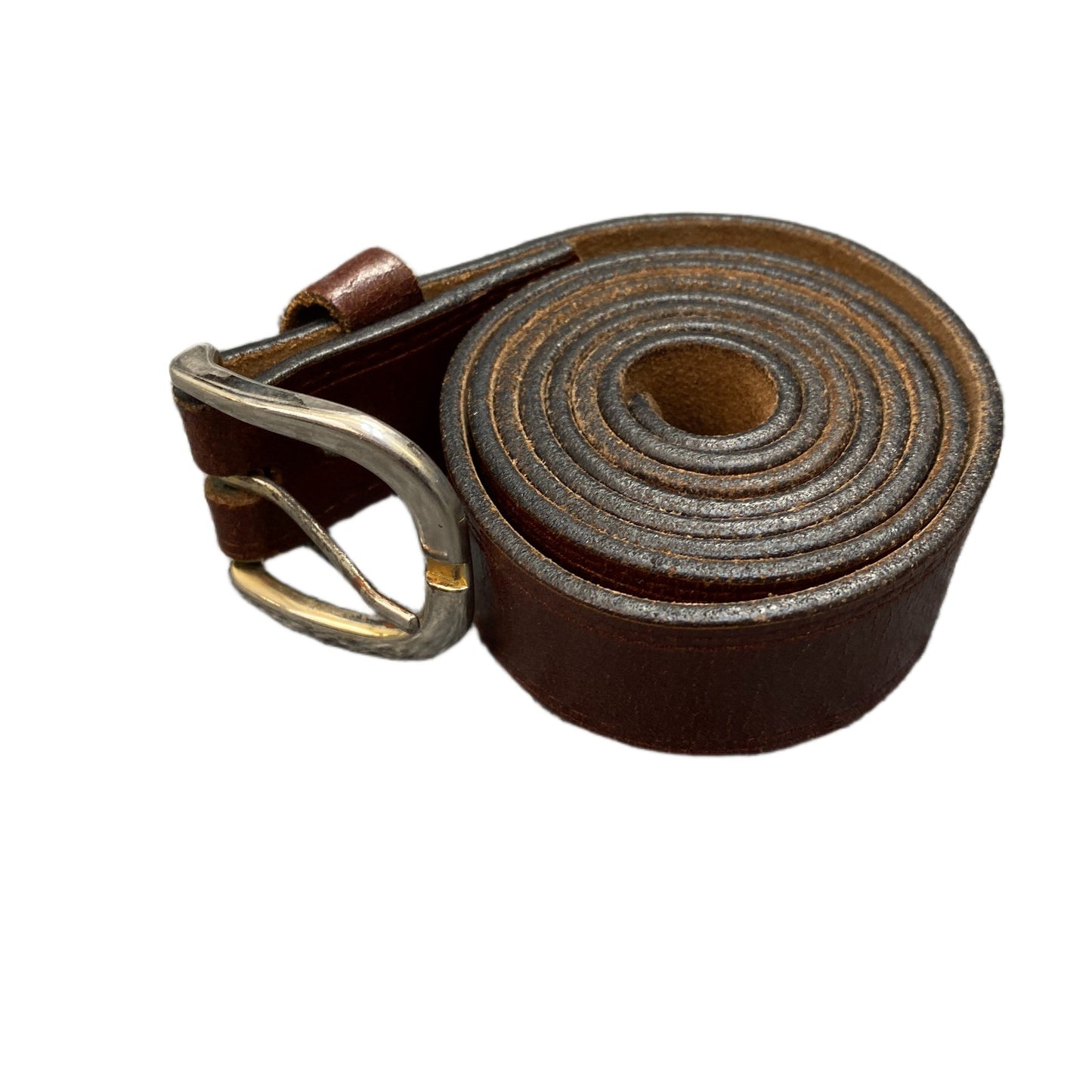 Waist Belt Mens Brown Leather Adjustable Classic Silver Pin Buckle 45.5 Inches