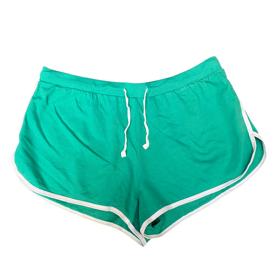 Running Sprinter Shorts Womens XL Green Athletic Drawstring Waist Dolphin Hem