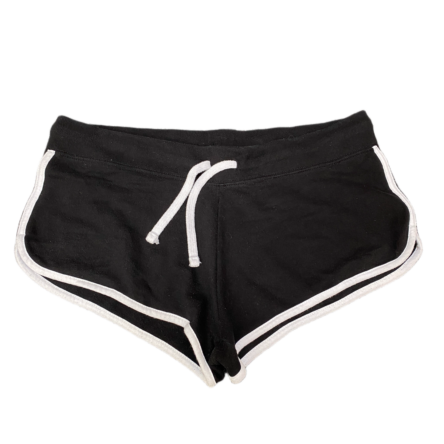 Running Sprinter Shorts Womens L 36" Waist Black Workout Drawstring Dolphin Hem