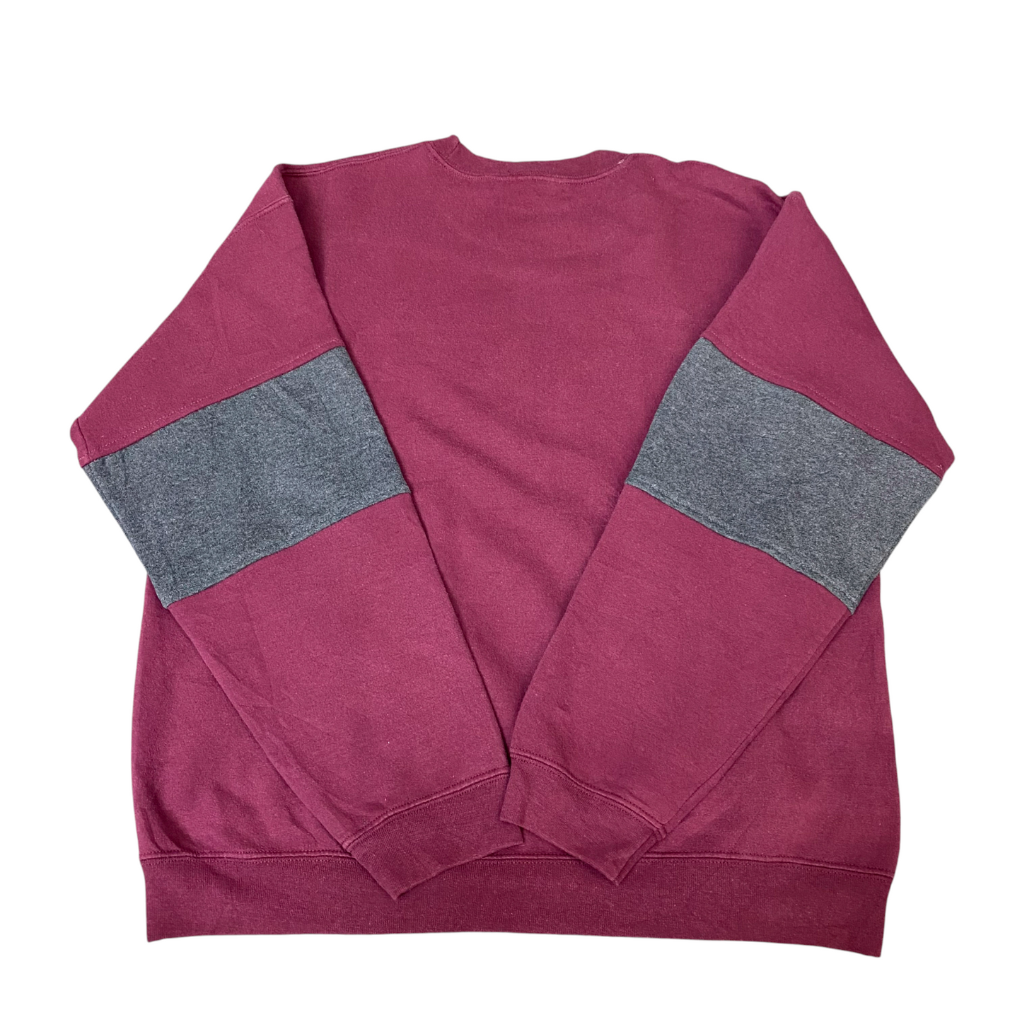 Nike Reworked Sweatshirt Mens L Burgundy Grey Embroidered Spellout Logo Vtg Y2K