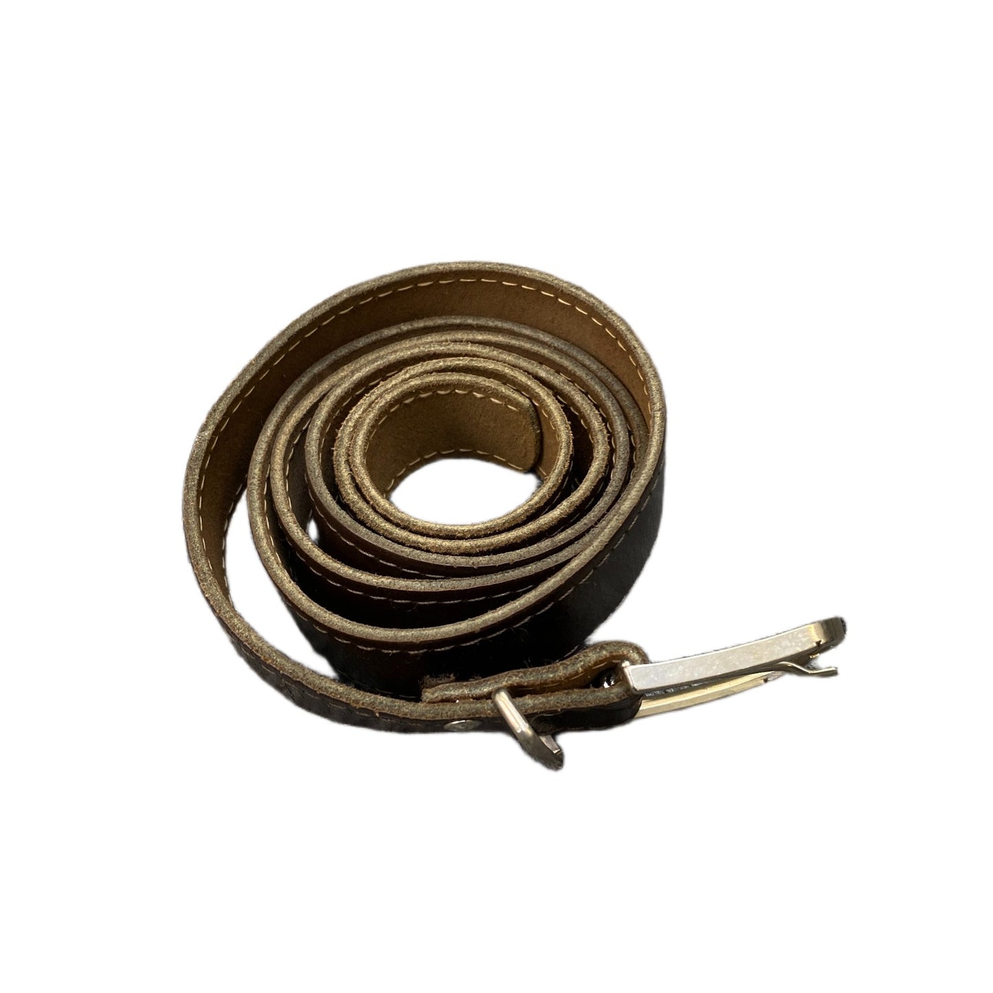 Waist Belt Men Brown Rugged Leather Adjustable Silver Pin Buckle 46 Inches
